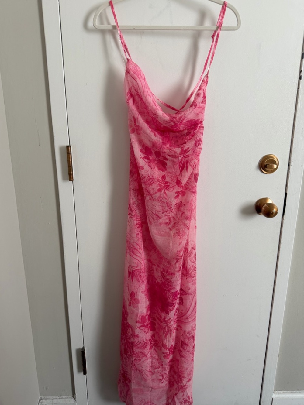 Peppermayo Pink Floral Cowl Slip Dress